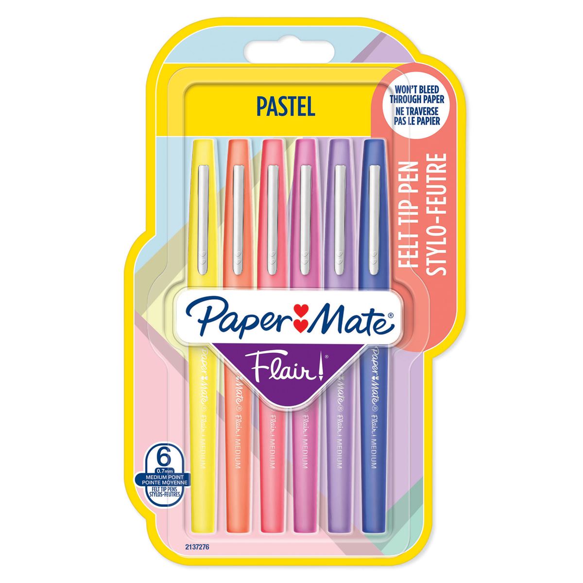 PaperMate Flair Felt Tip Pens 0.7mm tip Pastel 12 Pack