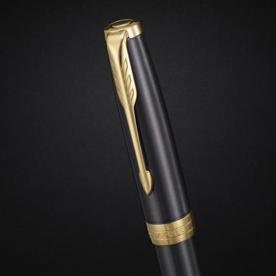 Parker Sonnet Grey Gold Trim Rollerball Pen