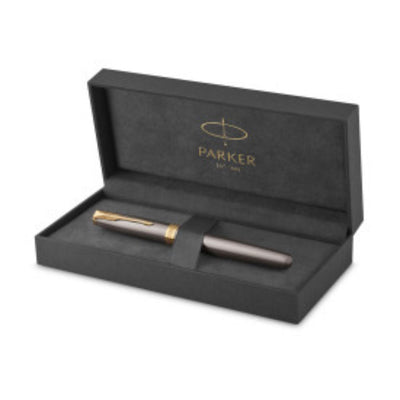 Parker Sonnet Grey Gold Trim Rollerball Pen