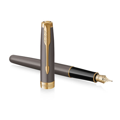 Parker Sonnet Grey Gold Trim Fountain Pen - Fine