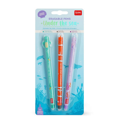 Legami Under The Sea Erasable Gel Pen Set - Sea Turtle, Clownfish, Seahorse