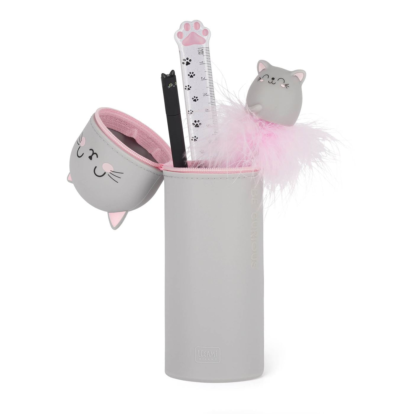 Legami Kawaii 2 in 1 Soft Silicone Pencil Case - Kitty 2