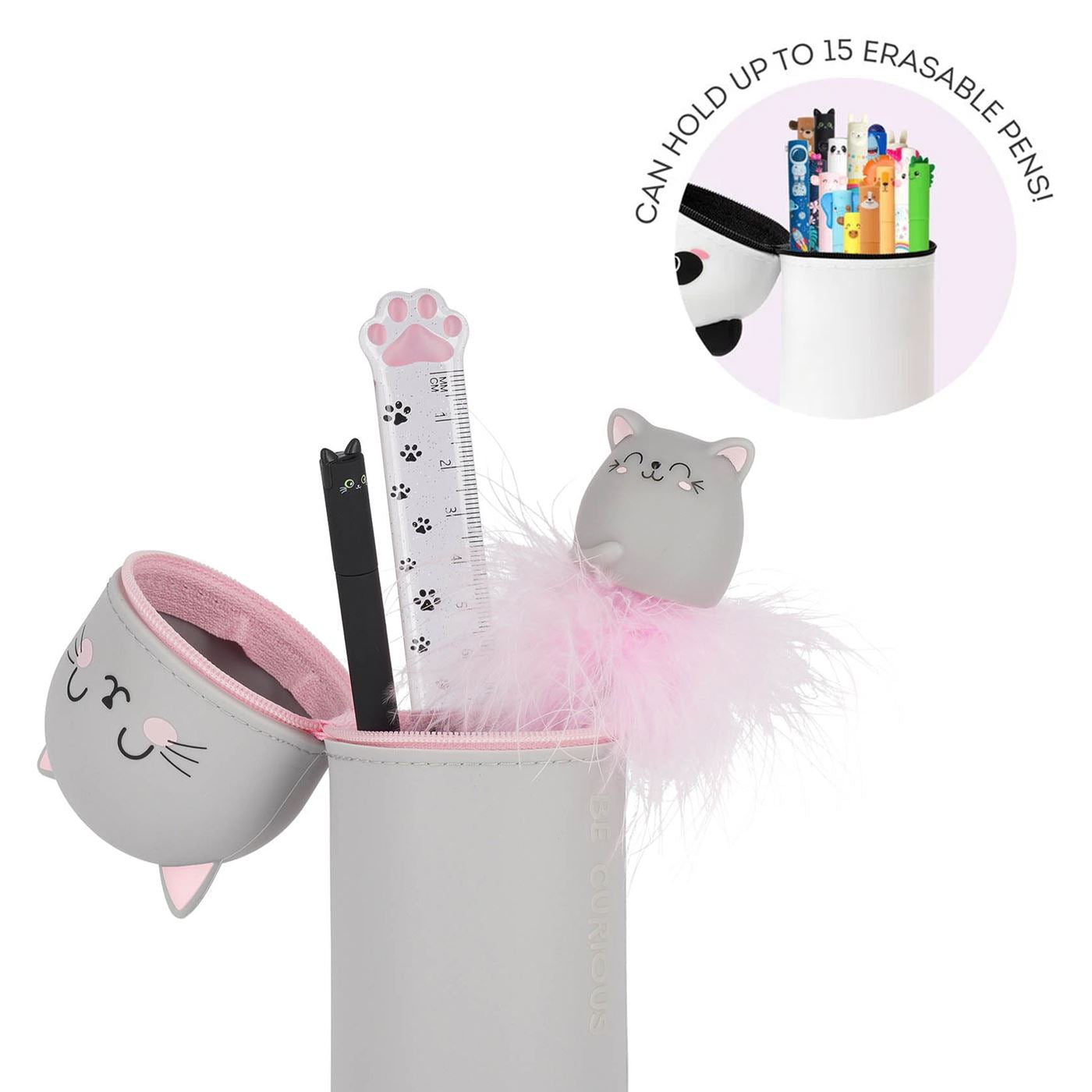 Legami Kawaii 2 in 1 Soft Silicone Pencil Case - Kitty 2