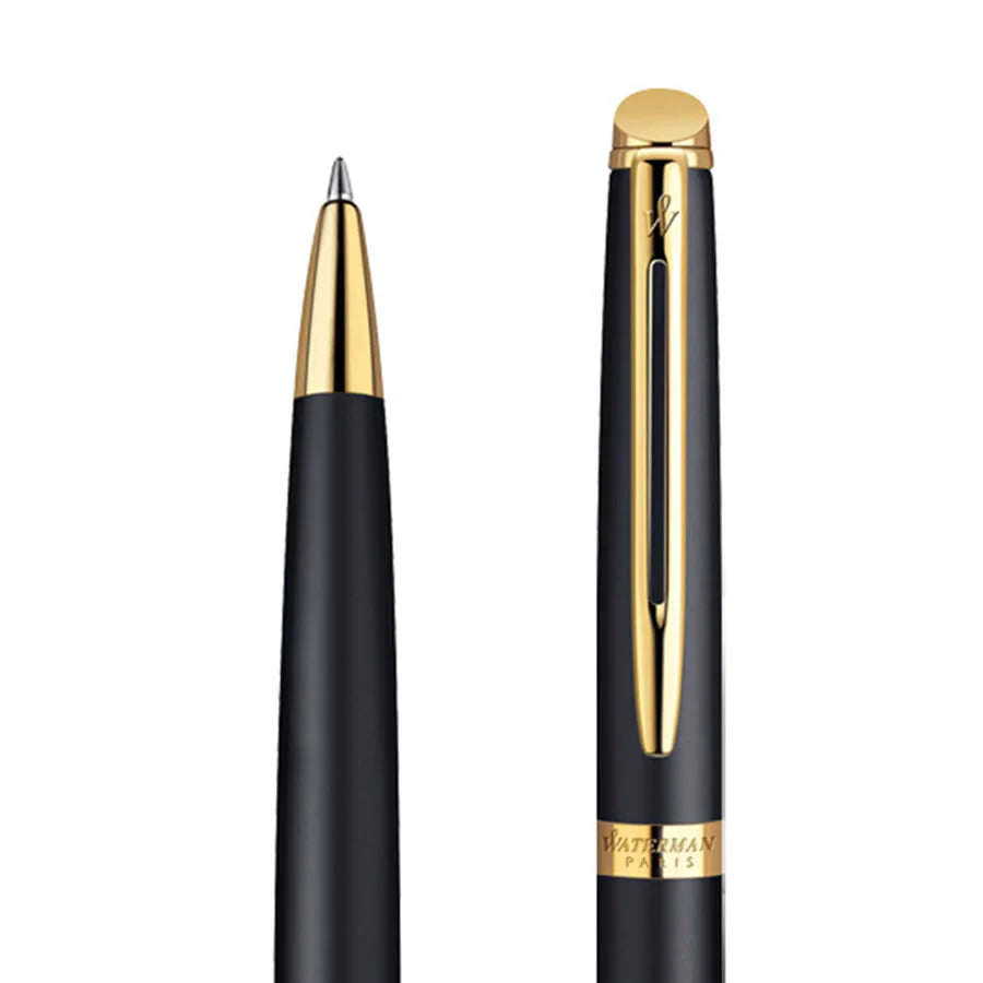 Waterman Hemisphere Matt Black Gold Trim Ballpoint & Fountain Pen Set