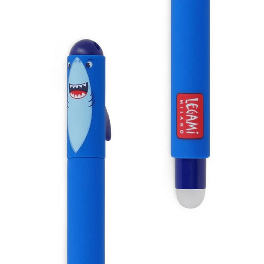 Legami Blue Erasable Gel Pen - Shark