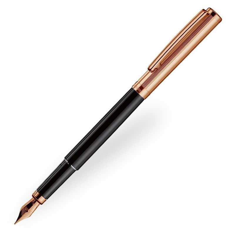 Otto Hutt Design 01 - Pinstripe Black & Rose Gold Fountain Pen (Medium)