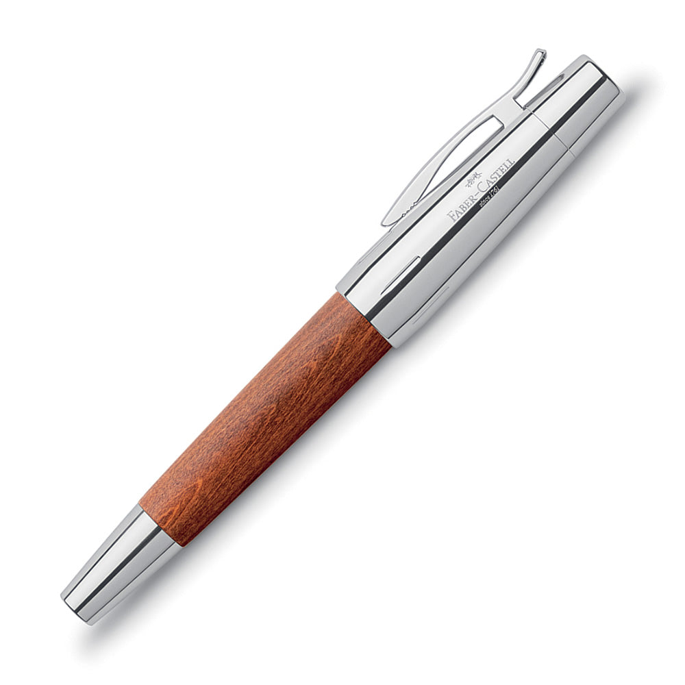 Faber-Castell E-motion Chrome & Wood Fountain Pen  - Brown